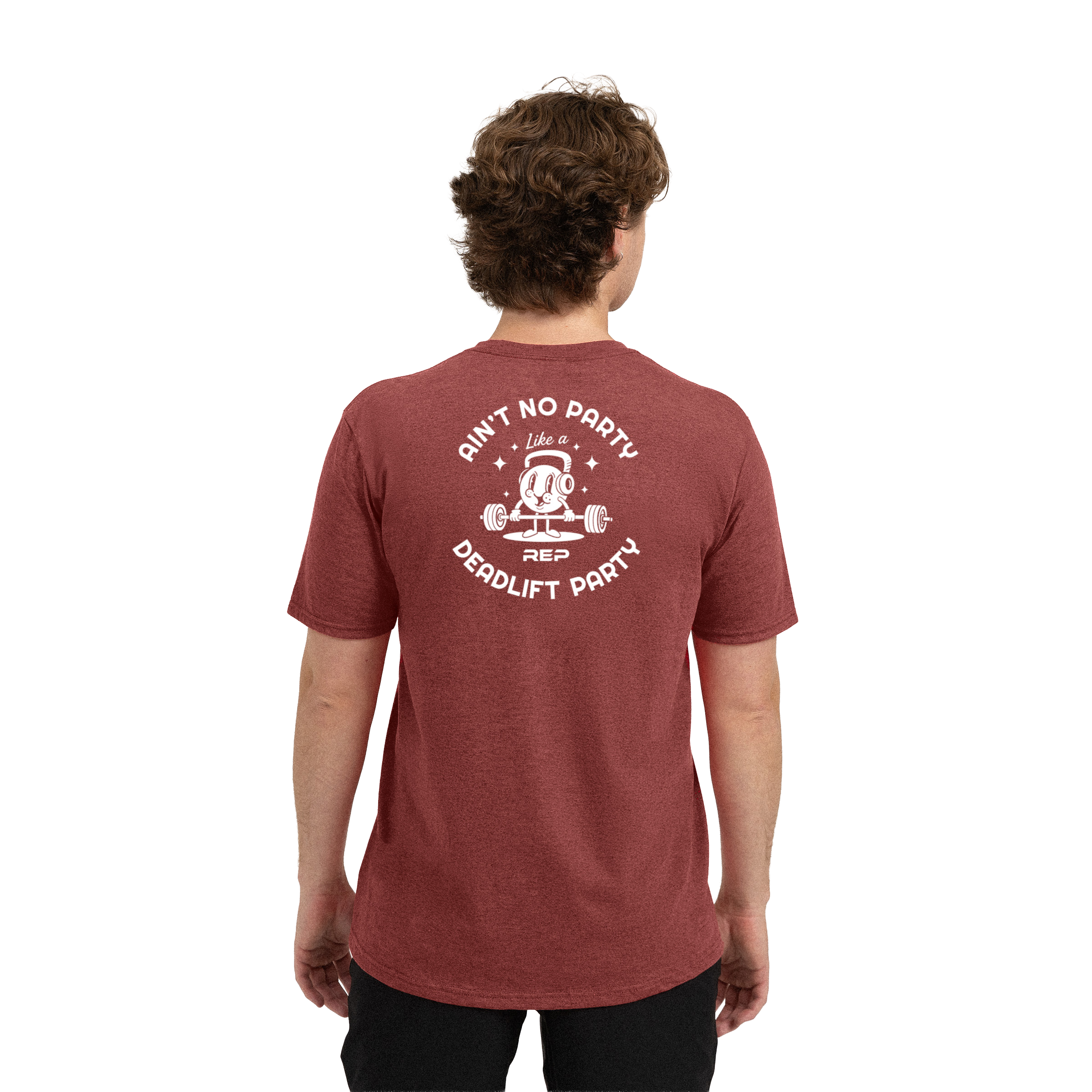 Deadlift Party Tri-Blend Crew T-Shirt - Heather Russet/White / X-Small